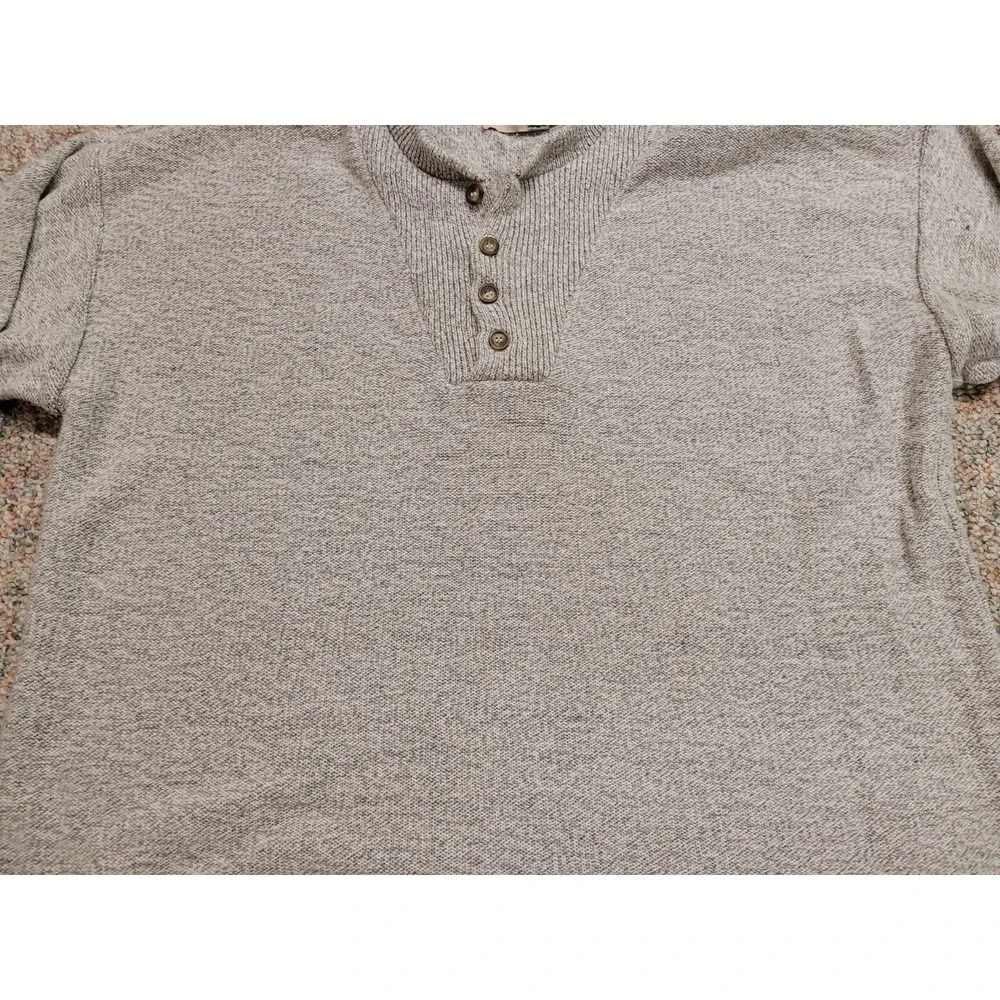 Fieldmaster Henley Sweater Mens 2XL Gray Vintage Cotton Knit Made in USA 90s